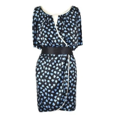 Hermoso Mini Vestido Marc Jacobs Corazones Azules Seda 2 XS S Foto 1 de 4