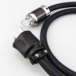 Cable de alimentación OFC de alta fidelidad enchapado en plata fibra de carbono rodio enchufe de CA Reino Unido UE - Imagen 1 de 12