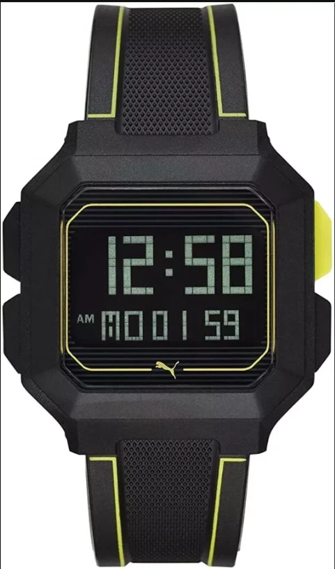 Reloj de cuarzo deportivo digital Puma para hombre remix negro y amarillo P5024 Foto 1 de 1