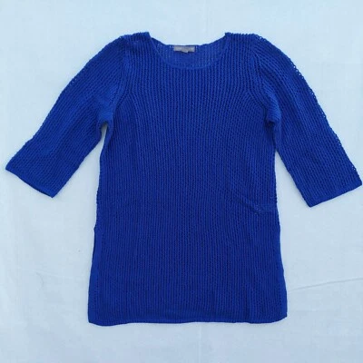 Nuevo sin etiquetas Suéter Túnica Jessica London Crochet Talla 14/16 Azul Largo Suelto Crochet Foto 1 de 4