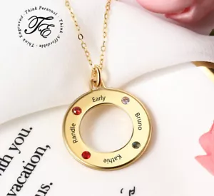 Collar personalizado de oro 4 piedras de nacimiento salvavidas 4 nombres - Imagen 1 de 7