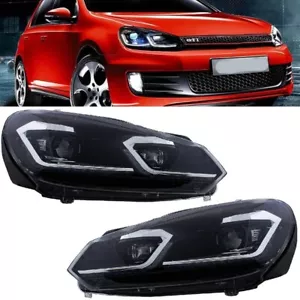 2 FEUX PHARE AVANT POUR VW GOLF 6 A LED LOOK R LINE AVEC CLIGNOTANT DYNAMIQUE - Bild 1 von 6