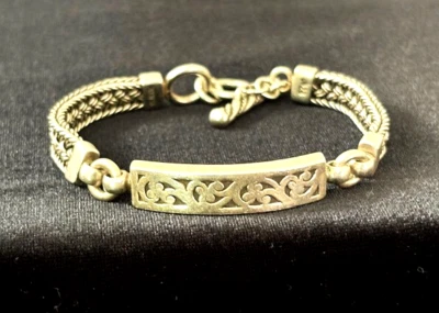 Brazalete de eslabones LOIS HILL Sterling 925 firmado tejido y desplazado 7"-7,25" L 24,7G Foto 1 de 4