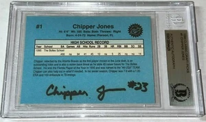 BECKETT AUTHENTIC EARLY #23 CHIPPER JONES SIGNED ROOKIE CARD 1990 CLASSIC DP #1 - Bild 1 von 4