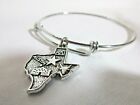 Silver Tone Bracelet with Sterling Silver State of Texas Charm Adjustable Size