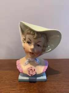 Cappello Vintage Testa Vaso Donna con Cofano UCAGCO Southern Belle Figurina Giappone ottime condizioni - Foto 1 di 6