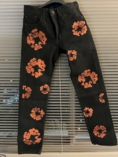 New Denim Tears 501 Levi's Cotton Wreath Jeans Red Clay/Black 29 x 32 Floral