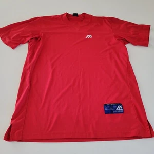 Mizuno High Performance Short Sleeve Shirt Red Size L 42-44 Baseball Sports EUC - Picture 1 of 9