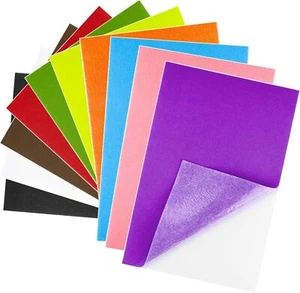 10PCS Multicoloured Self Adhesive Felt Fabric Sheets Sticky Felt Sheets for C... - Picture 1 of 2