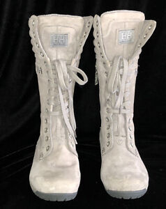 Helly Hansen Suede Gray Snow Boots Sz 9 Knee High Insulated