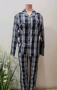 Nwt Mnamo 100% Cotton Long Sleeve Mens Pajama Set Blue Size L - Picture 1 of 12
