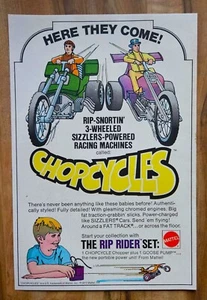 VINTAGE 1972 REDLINE HOT WHEELS ERA SIZZLERS CHOPCYCLES MOTORCYCLE ADVERTISEMENT - Picture 1 of 1