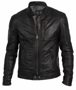 Men's Fashion & Casual Wear Biker Riding Genuine Real Sheep Leather Jacket - Picture 1 of 7