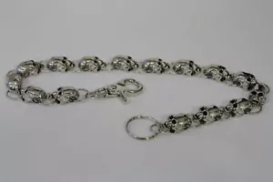 Starke Herren Silber Metall Biker Geldbörse Kette Skelett Schädel Charm Biker Trucker - Bild 1 von 11
