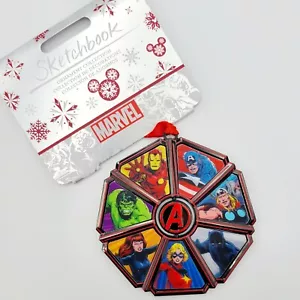 NEW 2023 Disney Parks Marvel Avengers 60th Anniversary Sketchbook Ornament Spin - Picture 1 of 3