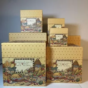 Set of 7 Decorative Nesting Boxes. Thank you for Happy Hearts, Be True of Heart. - Picture 1 of 10