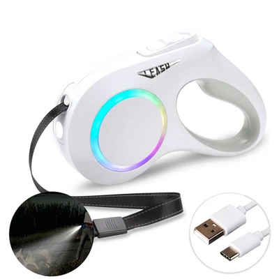 LED Dog Leash – 16FT Retractable, Rechargeable, Tangle-Free | Night Walks for Sm - Image 1 of 4