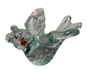 Vintage Kunst Glas Vogel mit kontrollierten Blasen rote Augen Figur Briefbeschwerer - Bild 1 von 6