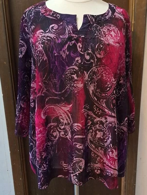 Blusa JMS Just My Size Talla 4X 26W 28W Púrpura Arrugada Cuello en V Manga Larga Foto 1 de 4