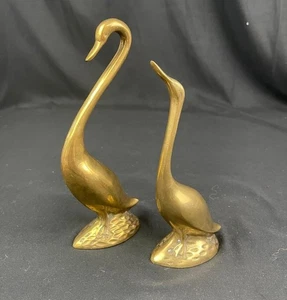 Vintage Messing Schwan Figuren Patina Mid Century Dekor Rosenthal ?? Mcm 2er Set - Bild 1 von 8