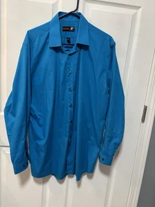 J.Ferrar Men’s Long Sleeve Shirt, Slim Fit, Teal Color, XL 17-17 1/2, 34-35 - Picture 1 of 5