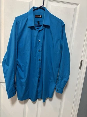 J.Ferrar Men’s Long Sleeve Shirt, Slim Fit, Teal Color, XL 17-17 1/2, 34-35 - Image 1 of 4