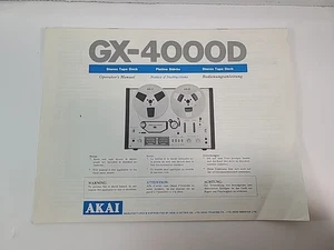 Akai GX-4000D Reel to Reel Tape Deck Manuale del proprietario *Originale* - Foto 1 di 5