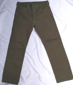 Jeans Levis 501 uomo 34x32 verde oliva bottoni mosca gamba dritta vestibilità originale bello - Foto 1 di 7