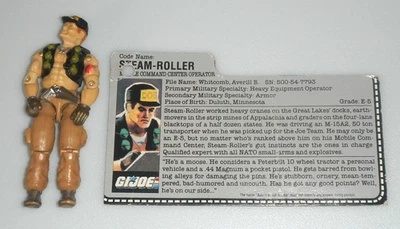 Vintage G.I. 1987 GI Joe Lote 3.75 ARAH Steam Roller v1 Figura Tarjeta *99% Completo Foto 1 de 4