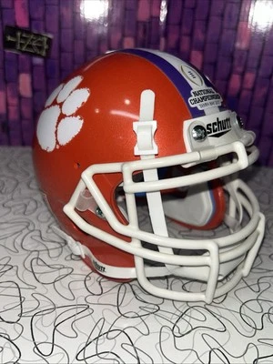Minicasco de fútbol americano Clemson Tigers naranja Schutt NCAA 2017 campeón nacional ACC Foto 1 de 4