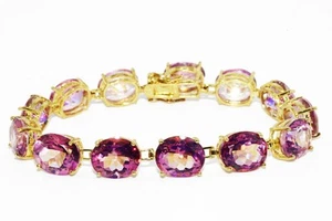 $395 .925 Sterling Silver 91.50CT Natural Color Enhanced Topaz Tennis Bracelet - Picture 1 of 9