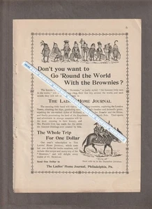 Vintage 1892 BROWNIES GO ROUND the WORLD Magazin AD ~ Palmer Cox ~ DAMEN HEIMTAGEBUCH - Bild 1 von 1