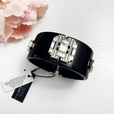 NUEVO Brazalete Casa Blanca Mercado Negro Art Deco Esmalte Negro Foto 1 de 4