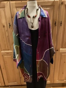 Art to Wear Boutique Farley Farley Silk Jacket/Blouse Hand Dyed USA - Picture 1 of 18