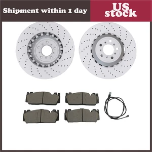 NEW Front drilled brake disc rotor brake pad set for BMW M5 M6 F06 F10 F12 F13 - Picture 1 of 8