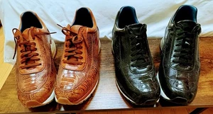 Mens Exotic Shoes. Belvedere Todd Sneaker Genuine Ostrich. 2 Pair. Size 14 - Picture 1 of 4