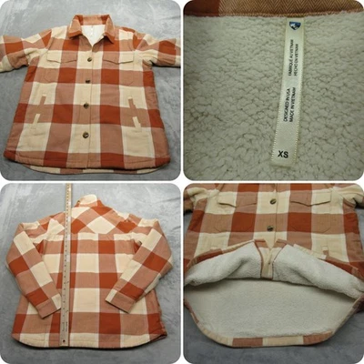Chaqueta Kuhl ShirtJack Ember para mujer XS naranja crema a cuadros aislada forrada Sherpa Foto 1 de 4
