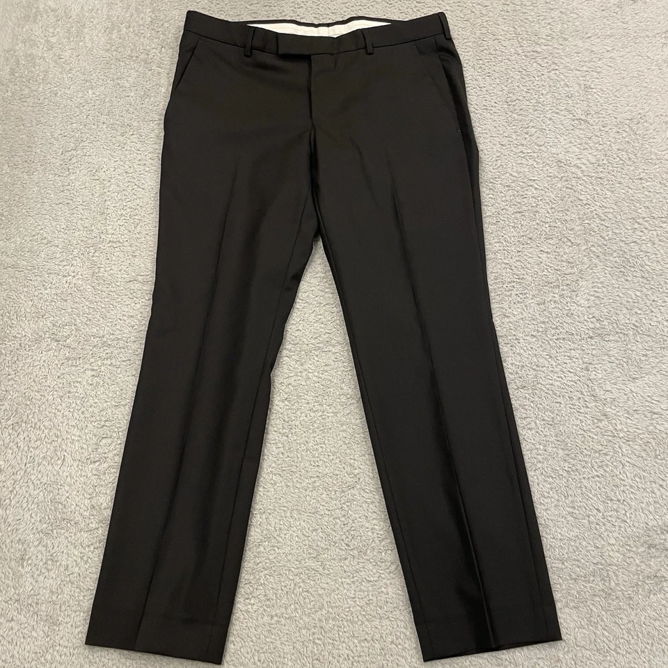 Z Zegna Slim Fit Wool Dress Pants Mens 34x28 Black Flat Front Straight Trousers - Image 1 of 4