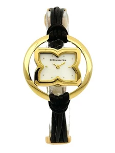 BCBGMAXAZRIA Ladies BG6184 MOP Dial Icon Shape Golden Case Leather Strap Watch - Picture 1 of 22
