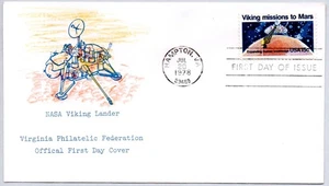 #1759 VIKING MISSIONS TO MARS STAMP FIRST DAY OF ISSUE, HAND COLORED FDC ARTWORK - Picture 1 of 1
