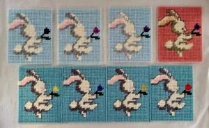 8 handgefertigte Kunststoff Leinwand unvollendet Hase Garn Kunst Baby Ostern Dekoration - Bild 1 von 24