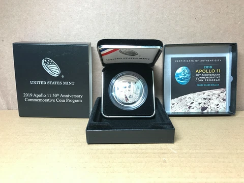 2019 P Apollo 11 50th Anniversary Proof Silver Dollar w/ BOX & COA 19CC Cover