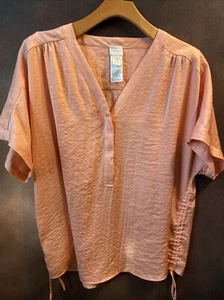 Chicos Size 3 XL Peach V Neck Blouse Very Pretty!l🧡🧡 - Picture 1 of 6