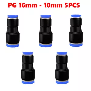 Pneumatic Push To Connect Air Fitting Straight Reducer Tube OD 16mm to 10mm 5PCS - Picture 1 of 8