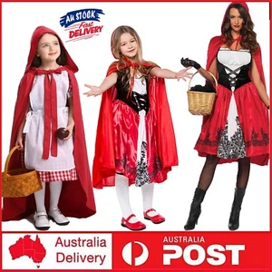 Girls Little Red Riding Hood Costume Book Week Cosplay Fairy Tale Dress Up Dress - Picture 1 of 20