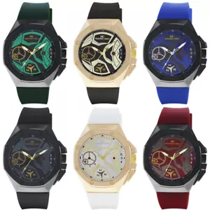 50mm Montres Carlo Men's Fashion Silicone Band Quartz Modern Luxury Dress Watch - Picture 1 of 30