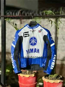 YAMAHA Rocket Racing Handmade Vintage Motorcycle Biker Cowhide Leather Jacket - Picture 1 of 3