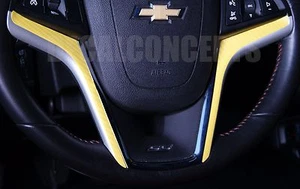 2012-2015 Camaro Yellow Carbon Fiber Steering Wheel Accent Decal Cover - Chevy - Picture 1 of 2