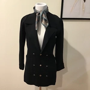 Chaqueta Blazer Sandro Cuello Muesca Triple Botones Dorados Negra Talla 0 XS - Imagen 1 de 13