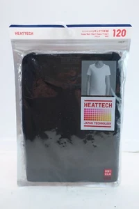 Uniqlo Kids Age 6-7 (120) Black Scoop Neck Heattech Short Sleeve T-Shirt - Picture 1 of 9
